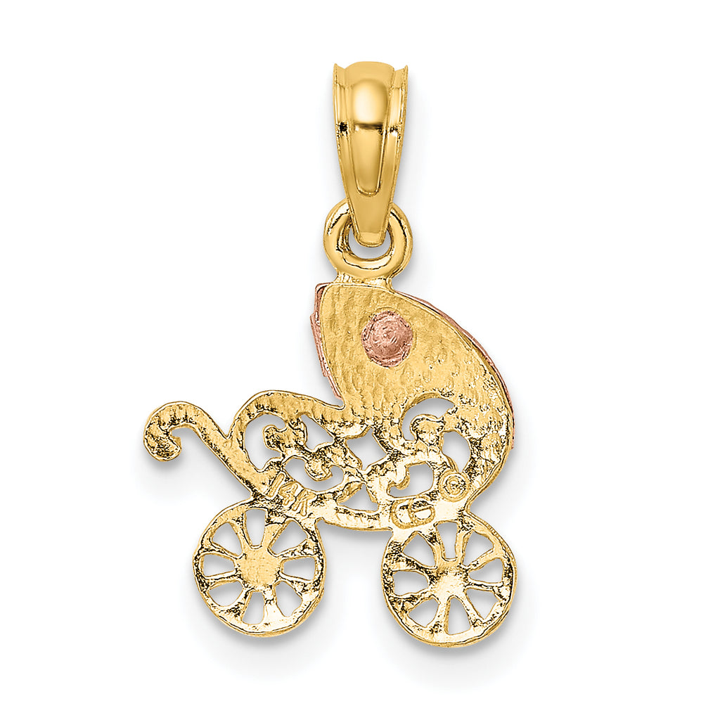 14k Two-Tone Baby Carriage w/ Visor Charm