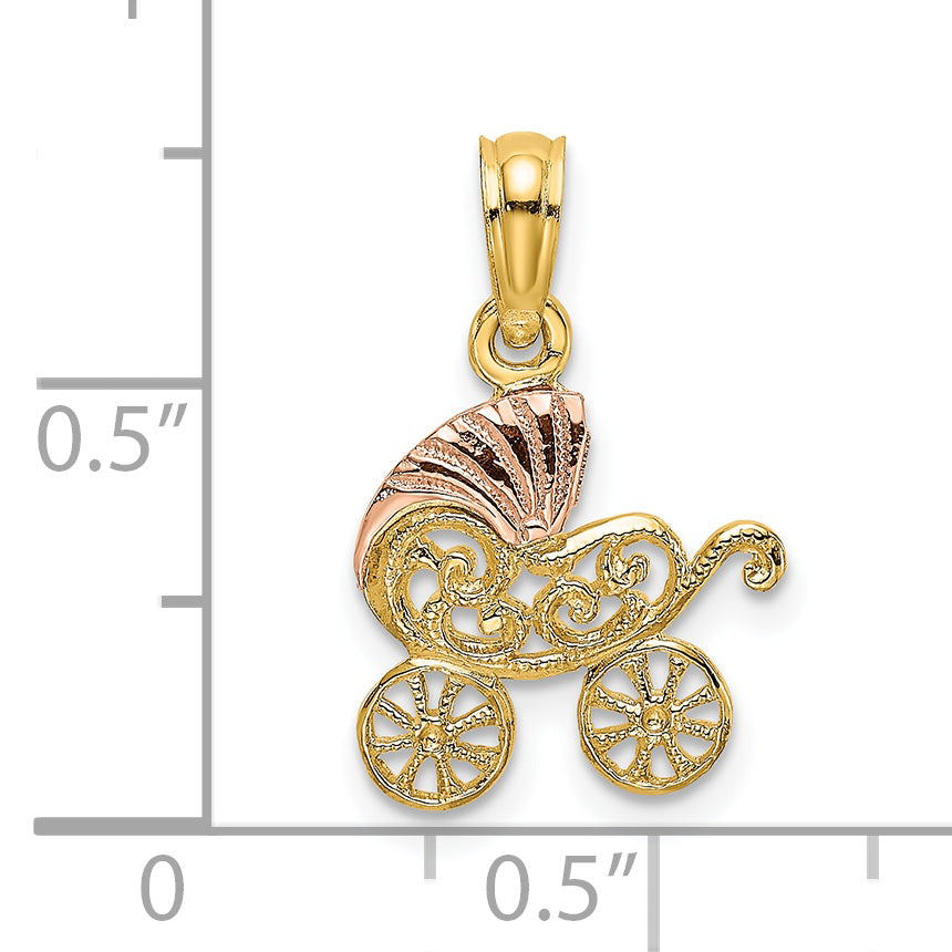 14k Two-Tone Baby Carriage w/ Visor Charm