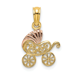 Baby Carriage Visor Charm in 14K Two-Tone Gold, 15mm - Sophia Jewelers