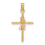 14K Two-Tone 2-D Girl On Cross Charm