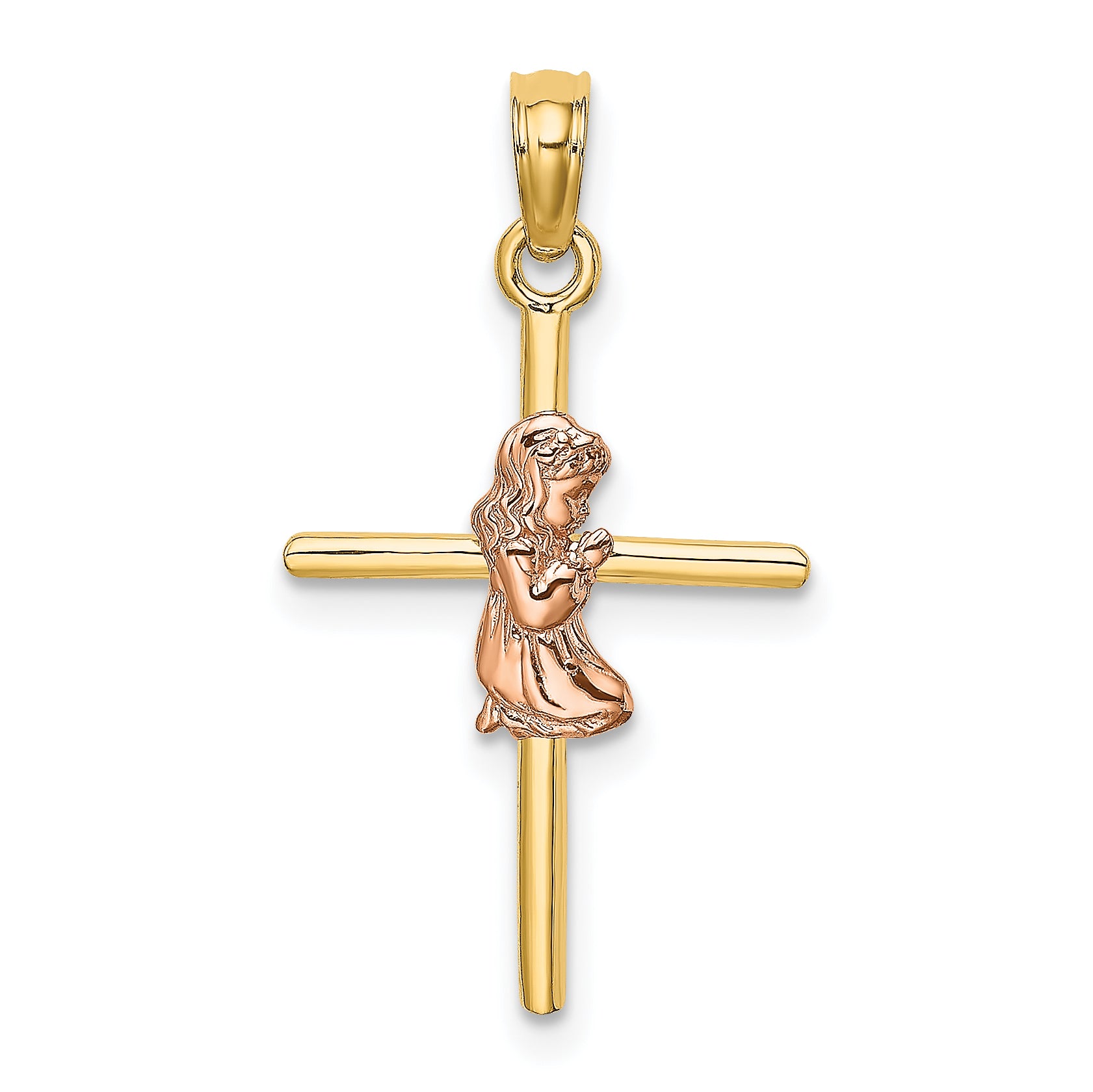 14K Two-Tone 2-D Girl On Cross Charm Main image