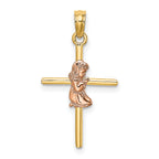 14K Two-Tone 2-D Girl On Cross Charm