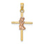 14K Two-Tone 2-D Girl On Cross Charm