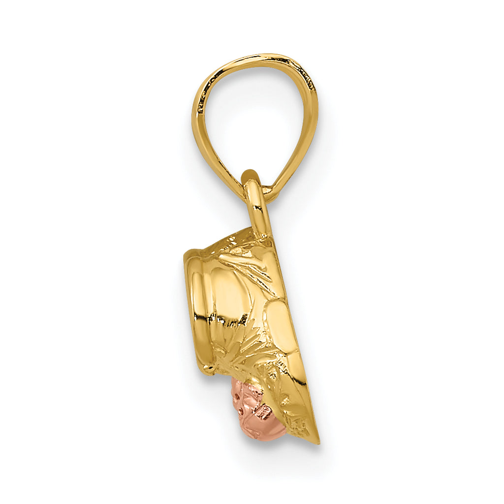14k  3D Two-Tone Baby Booties w/ Teddy Bear Charm