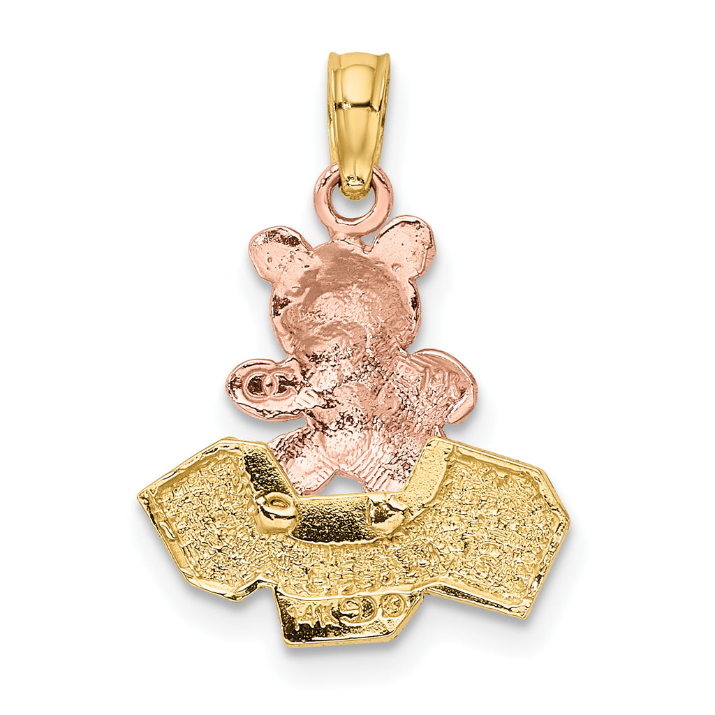 14k Two-Tone Teddy Bear w/ ABC Blocks Charm