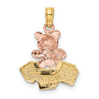 14k Two-Tone Teddy Bear w/ ABC Blocks Charm