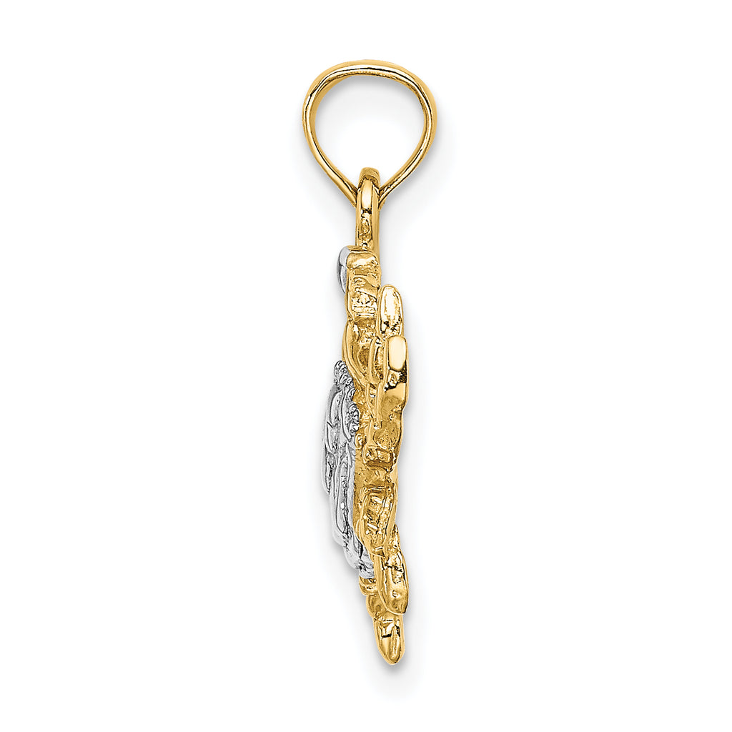14k with White Rhodium Charm Blue Crab Charm