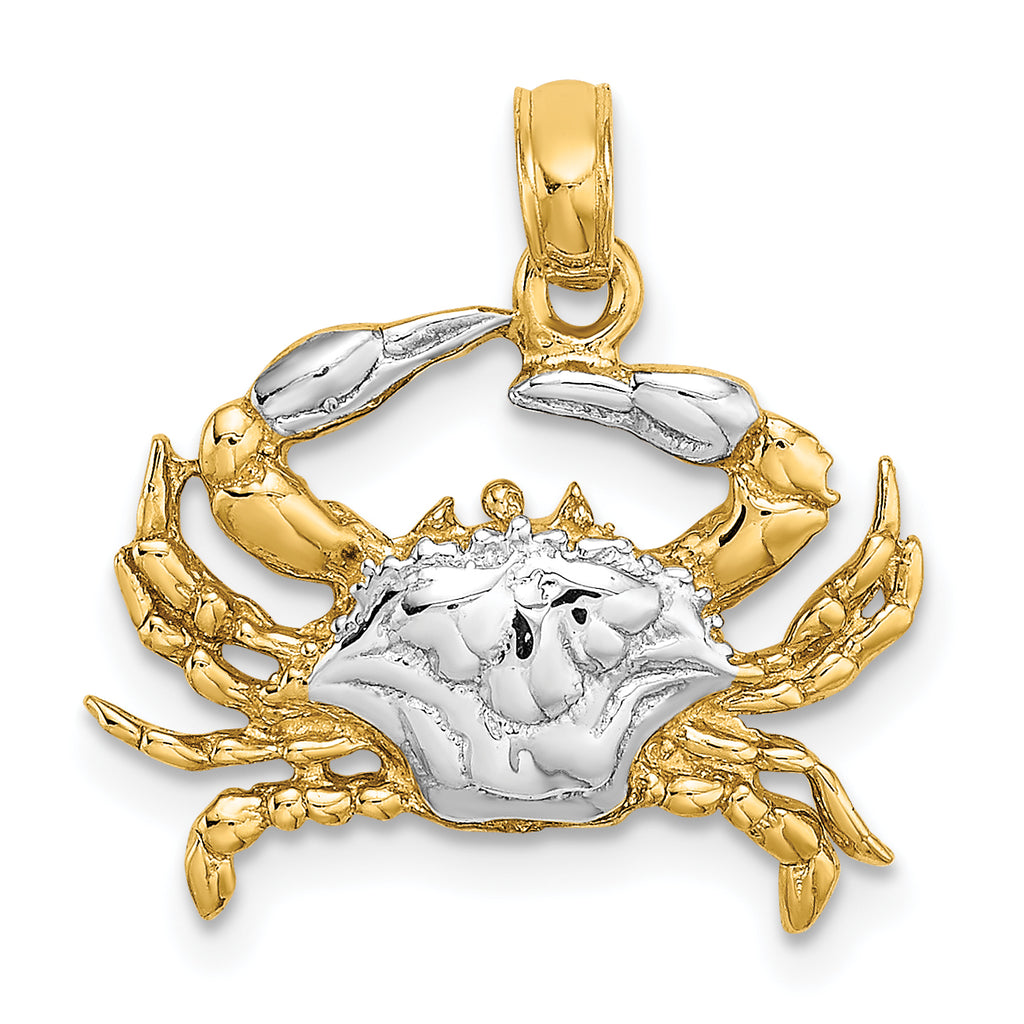 14k with White Rhodium Charm Blue Crab Charm