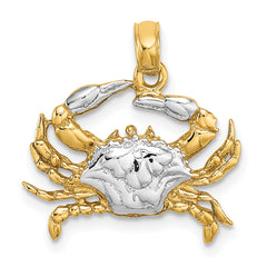 14k with White Rhodium Charm Blue Crab Charm
