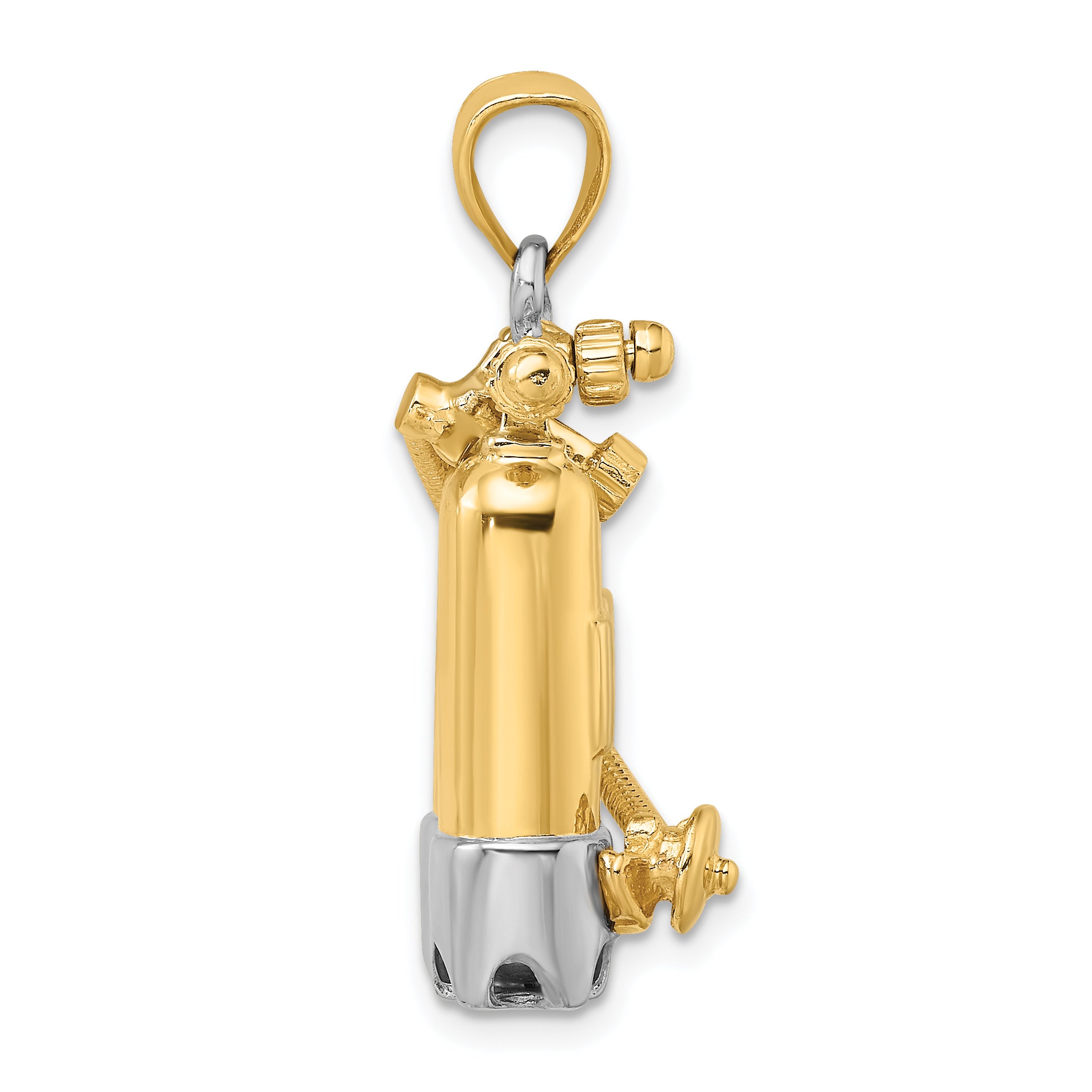 14K Yellow Gold With Rhodium 3-D Double Scuba Tanks W/Air Hose Charm Secondary image