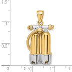 14K w/Rhodium 3-D Double Scuba Tanks W/Air Hose Charm
