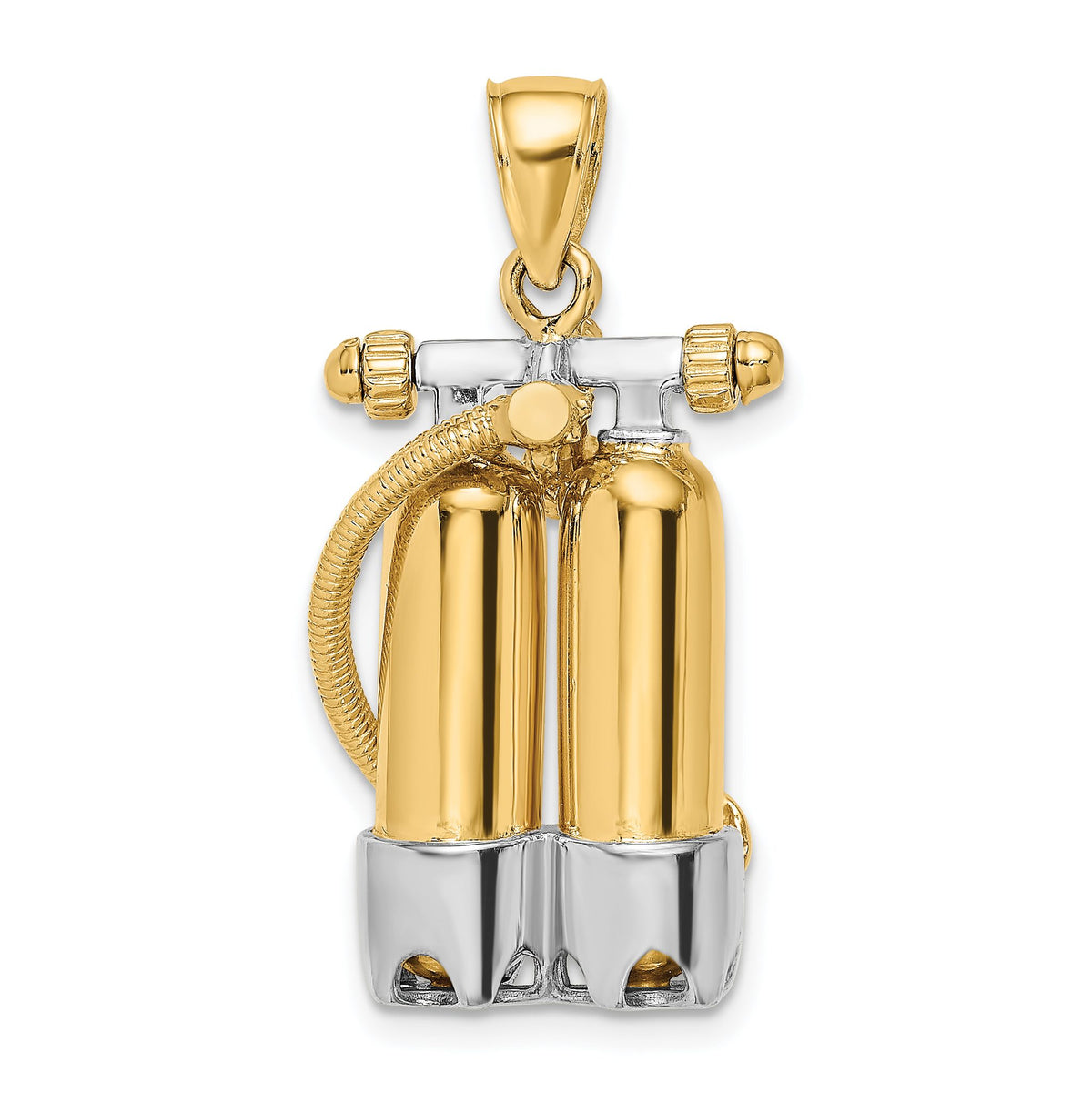 Double Scuba Tank Charm in 14K Two-Tone Gold with Air Hose, 31mm - Sophia Jewelers Main image
