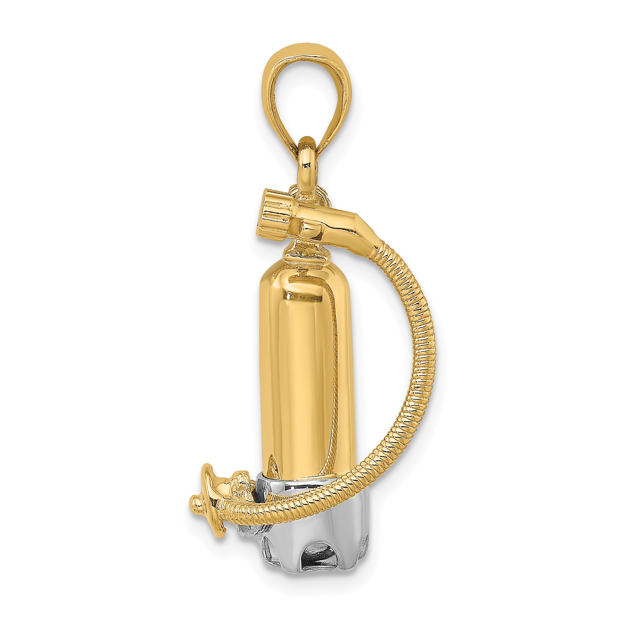 14K Yellow Gold With Rhodium 3-D Single Scuba Tank W/ Hose Charm Secondary image