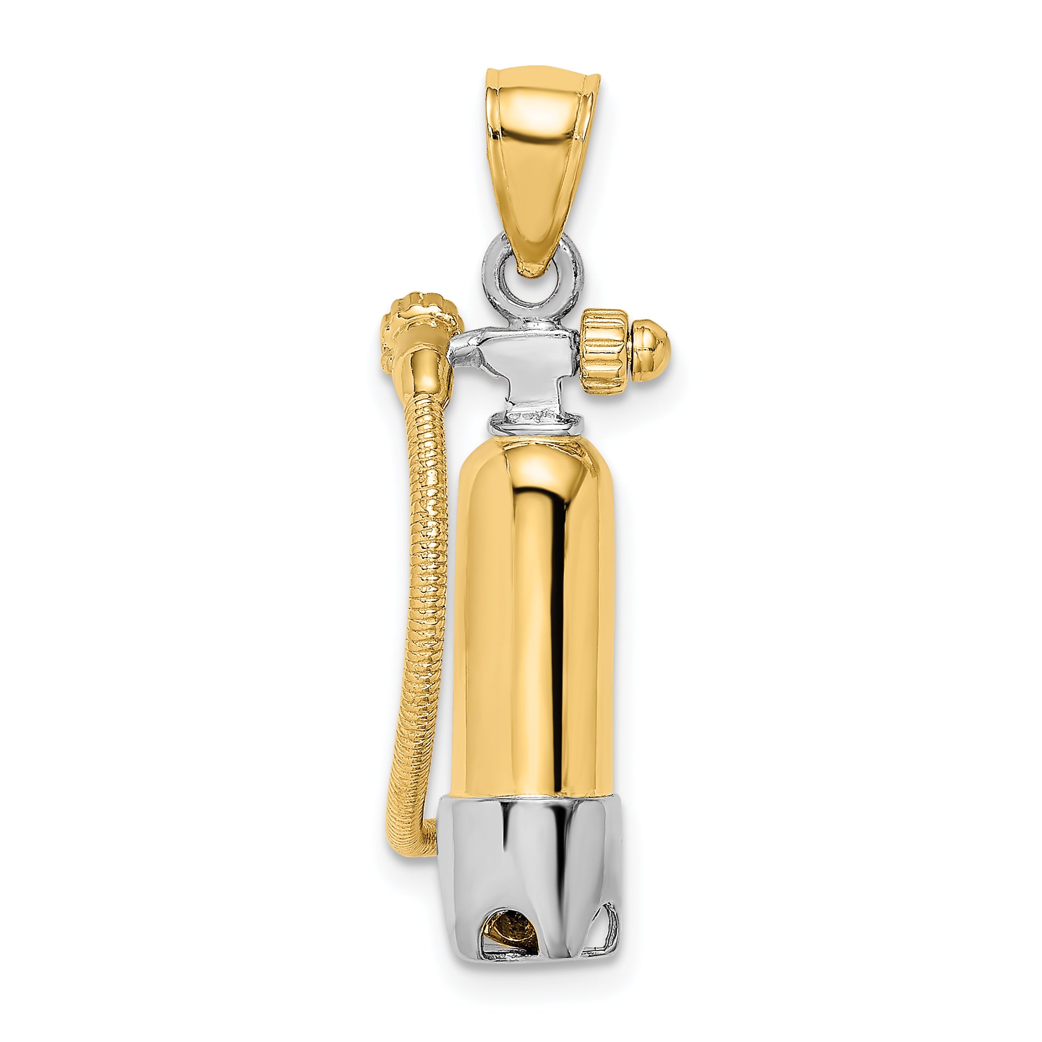 14K w/Rhodium 3-D Single Scuba Tank W/ Hose Charm Main image