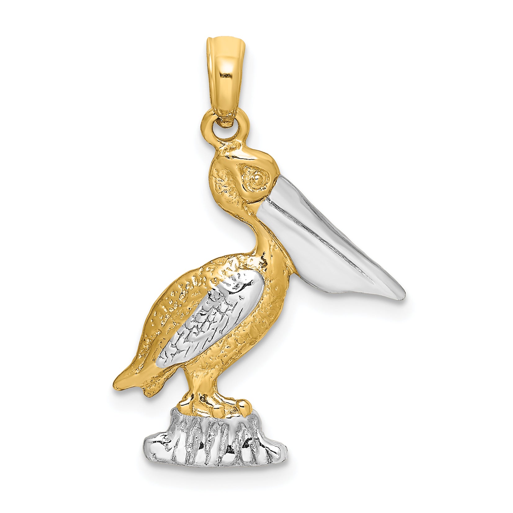 14K with White Rhodium Standing Pelican Charm Main image