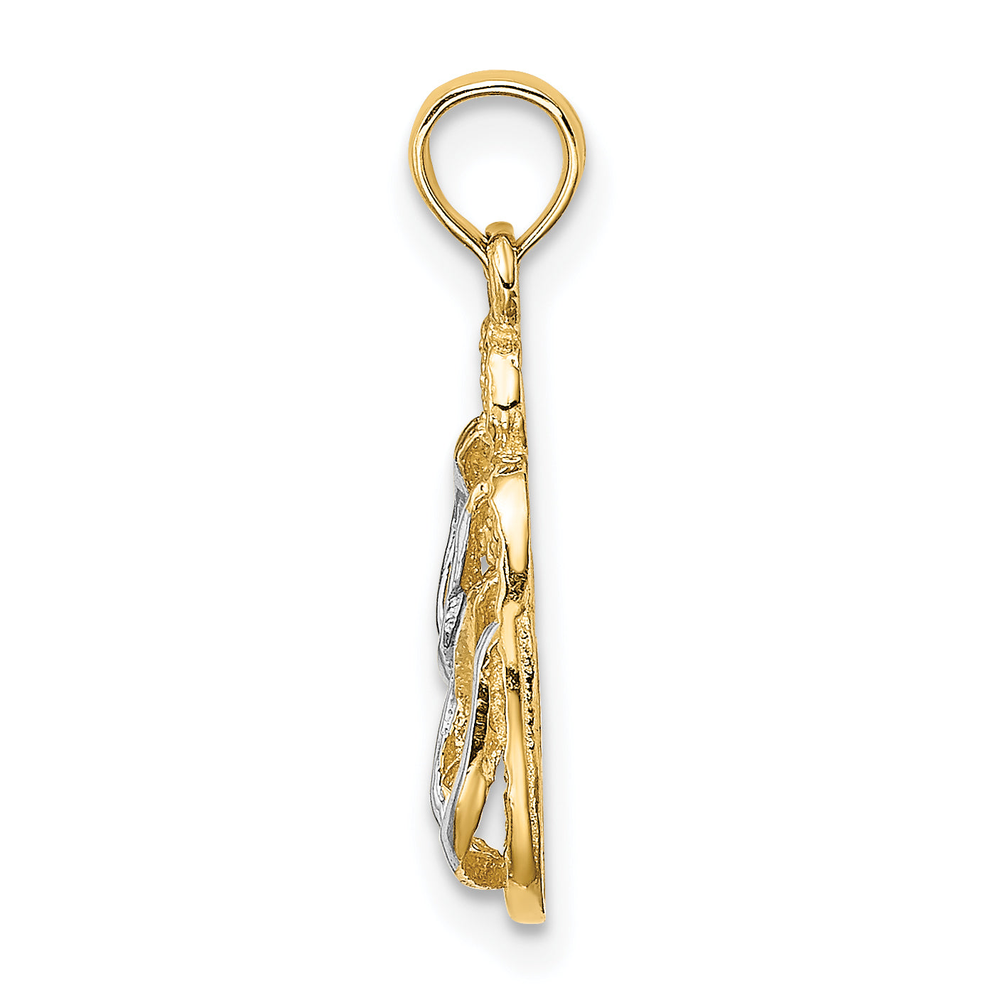 14k with White Rhodium 3D SANIBEL ISLAND Double Flip Flop Charm Secondary image