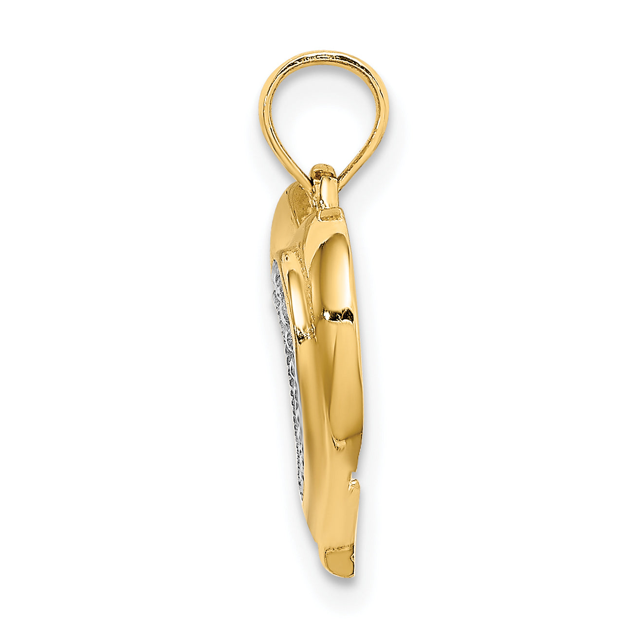 14k w/ RH Polished and Textured Heart Charm