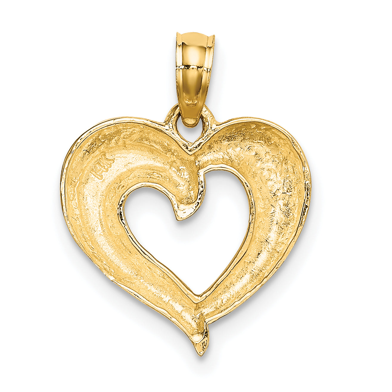 14k w/ RH Polished and Textured Heart Charm