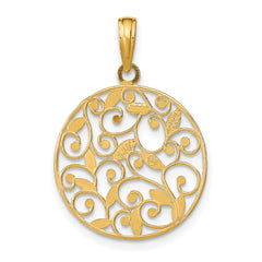 14K w/Rhodium D/C Filigree Round Charm
