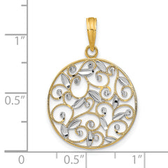14K w/Rhodium D/C Filigree Round Charm