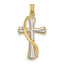 14K w/Rhodium Cross w/Drape Charm