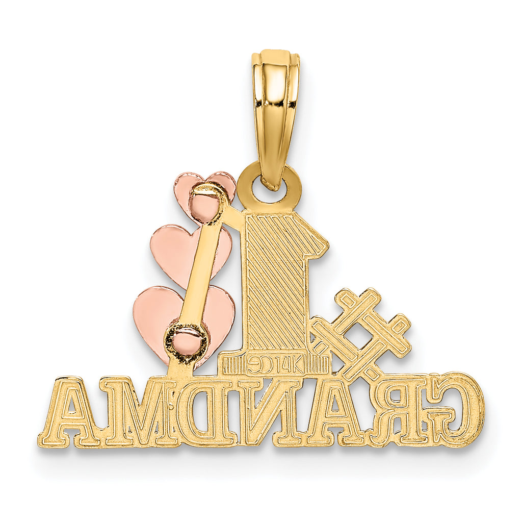 14k Two-Tone #1 GRANDMA w/ Three Hearts Charm