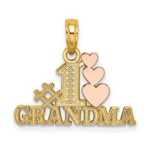 #1 Grandma with Three Hearts Charm in 14K Two-Tone Gold, 17mm - Sophia Jewelers