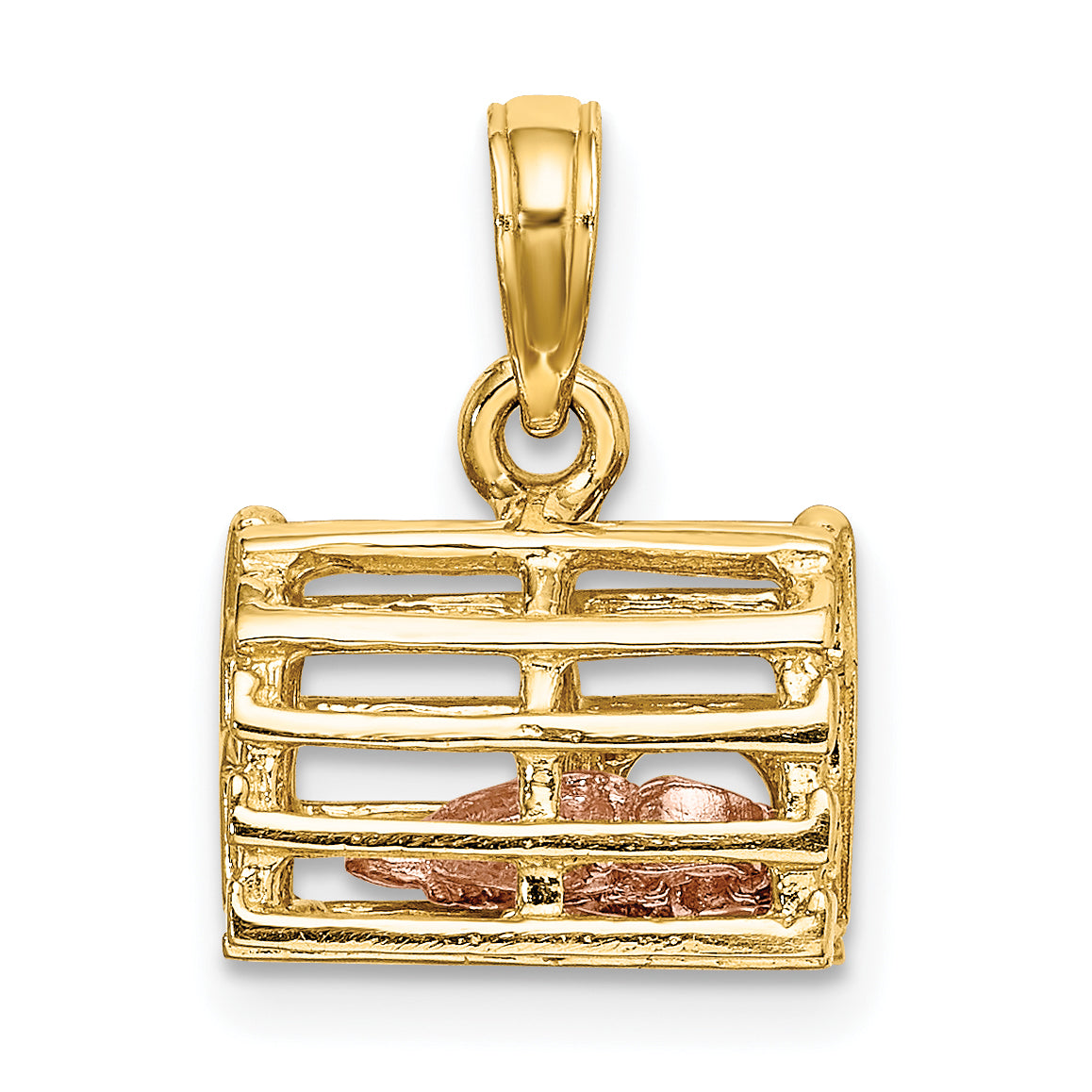 14K Two-Tone Moveable 3-D Lobster(Pink)In Trap