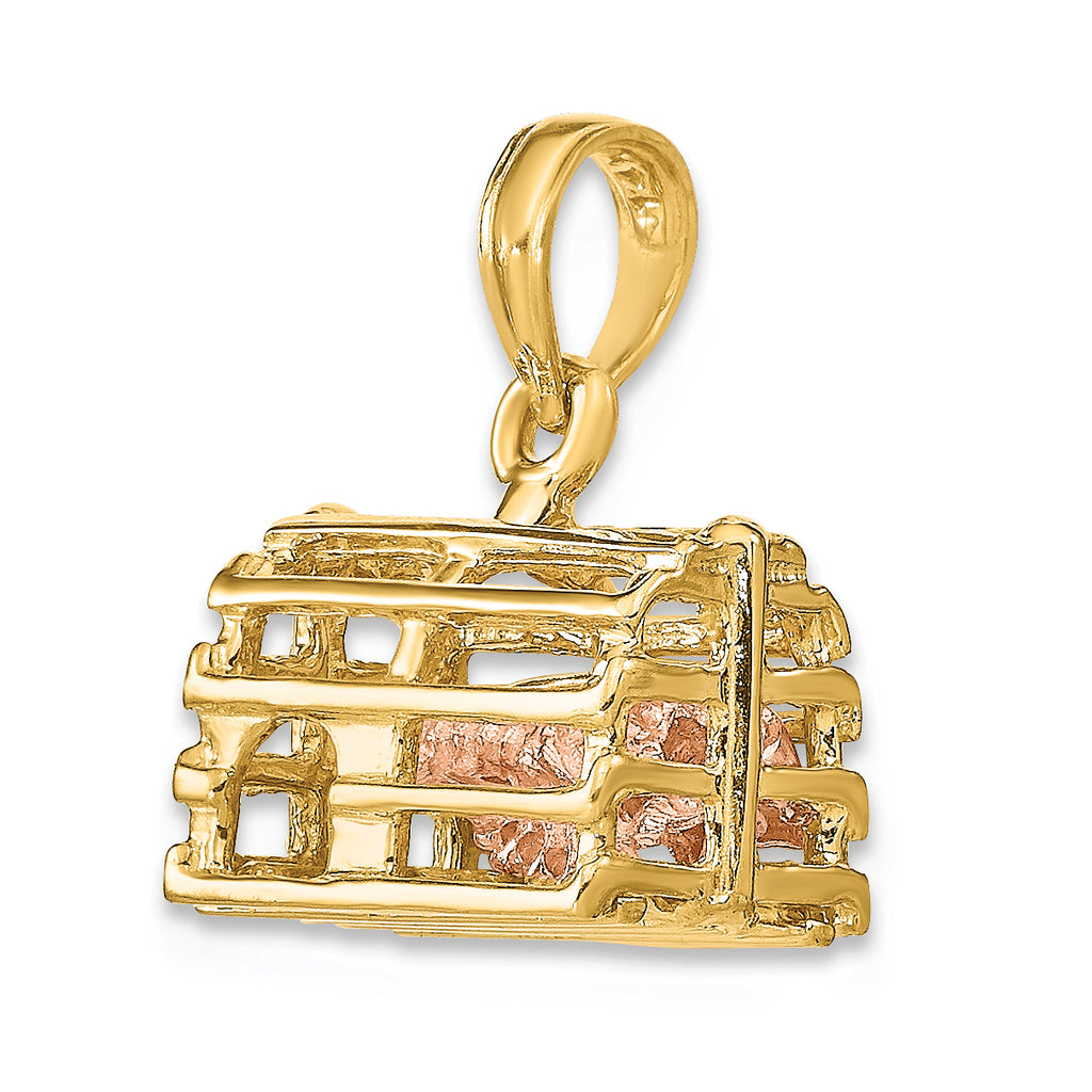 14K Two-Tone Moveable 3-D Lobster(Pink)In Trap