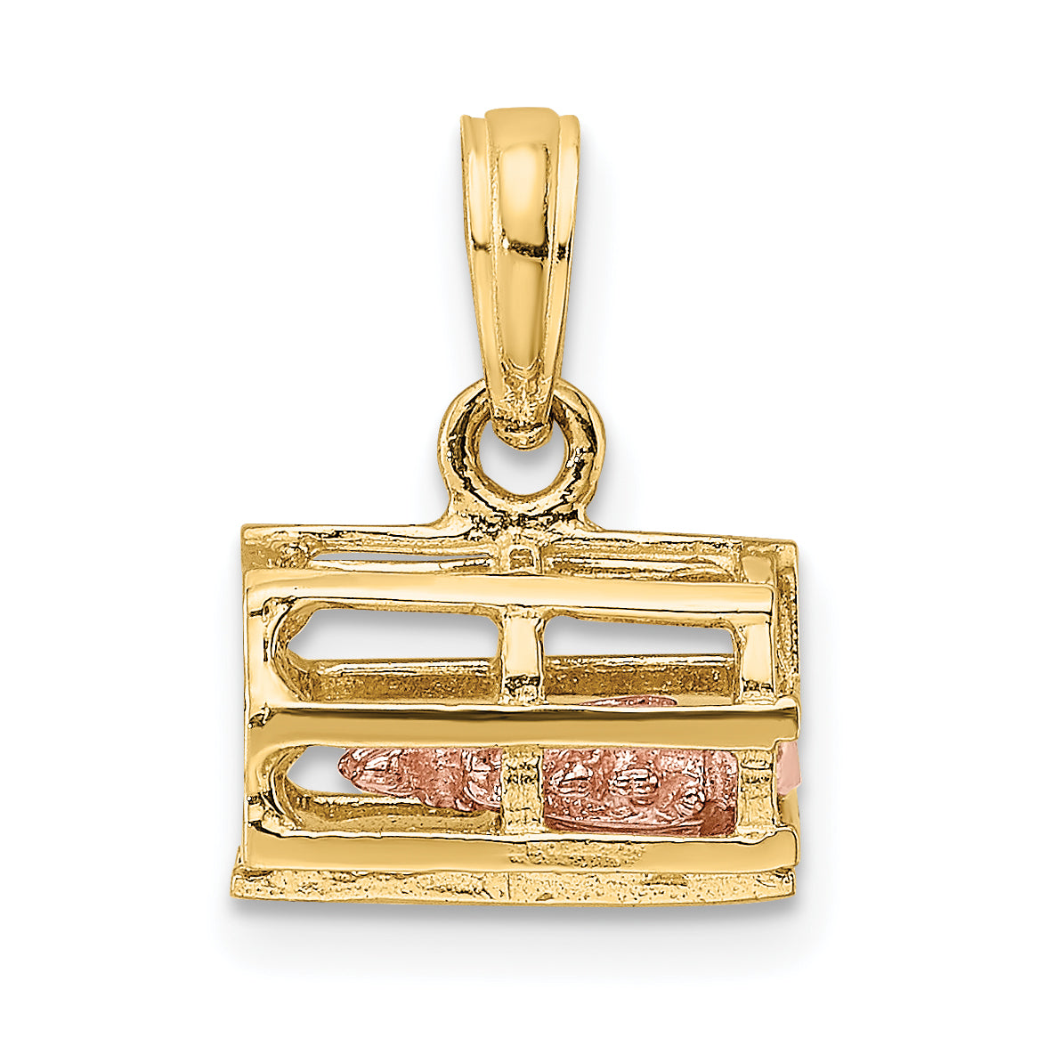 14K Two-Tone Moveable 3-D Lobster(Pink)In Trap Main image