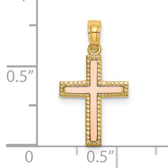 14k Two-tone Polished Cross Charm