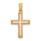 14k Two-tone Polished Cross Charm