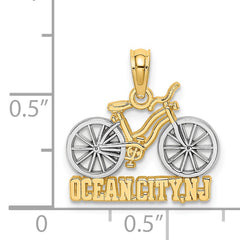 14k with White Rhodium OCEAN CITY, NJ Bicycle Charm