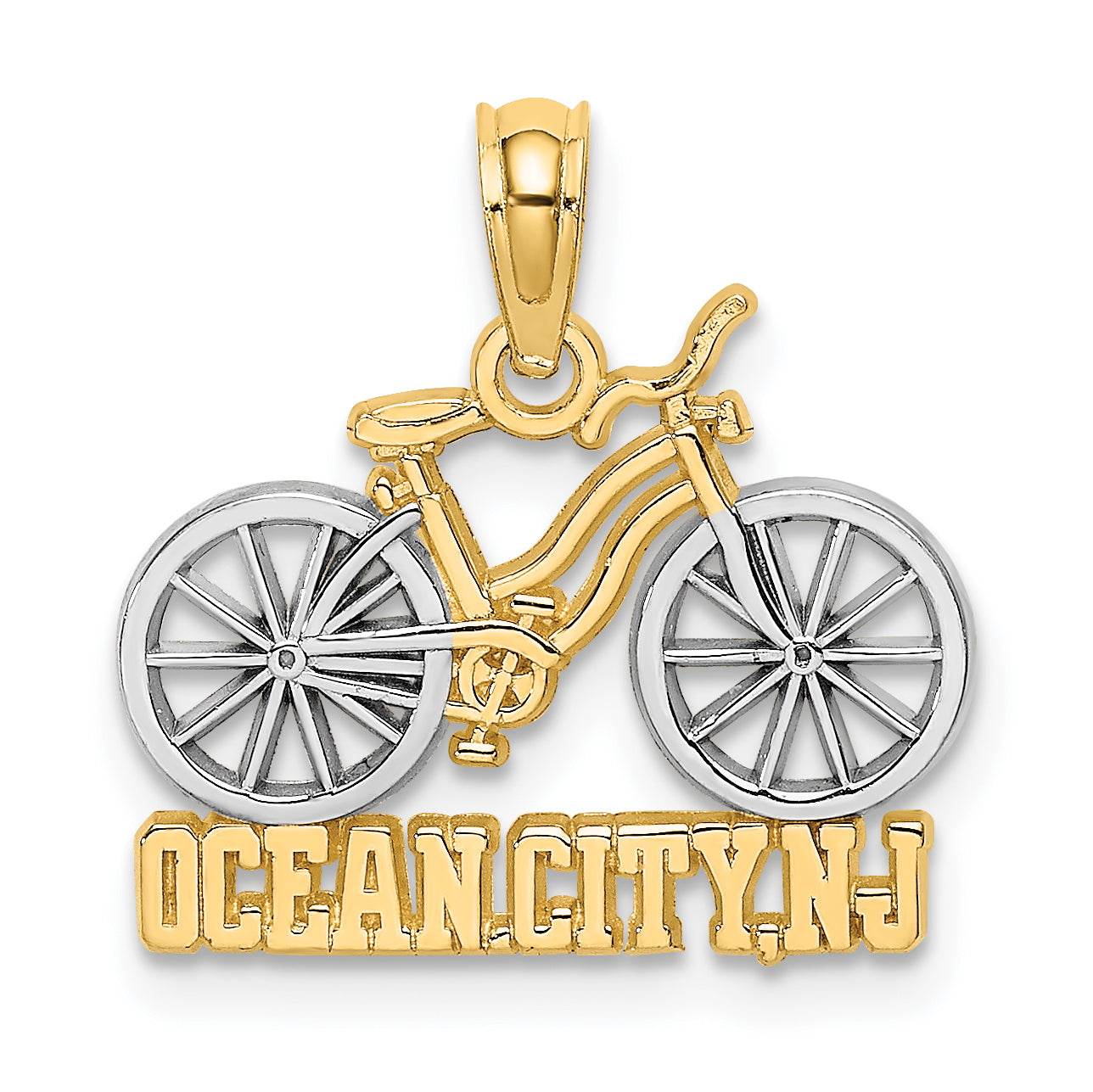 14k with White Rhodium OCEAN CITY, NJ Bicycle Charm Main image