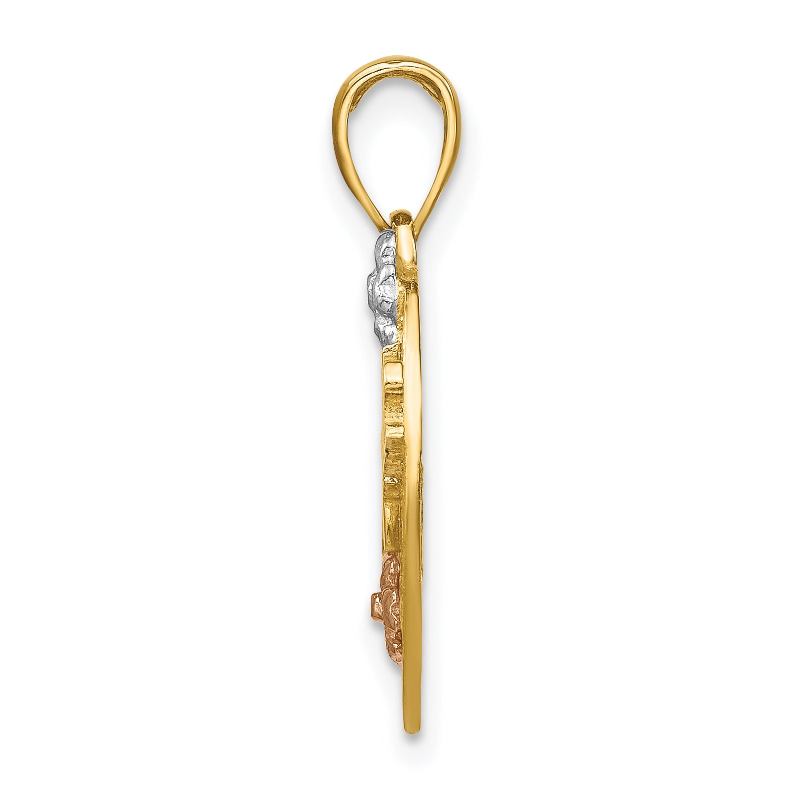 14k Two-tone w/White Rhodium #1 DAUGHTER Heart Charm Secondary image