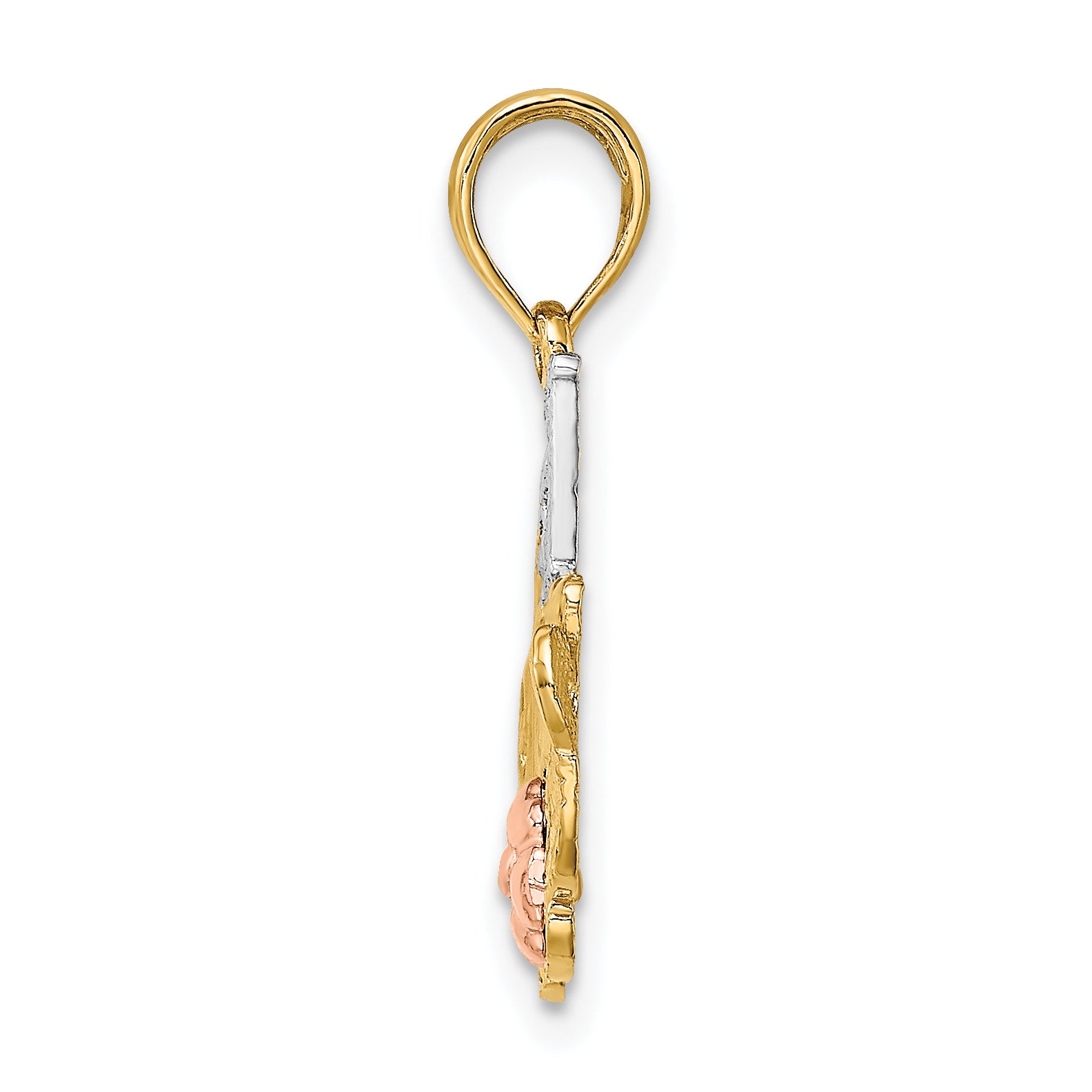 14k Two-tone w/White Rhodium #1 MOM w/ Flower Charm Secondary image