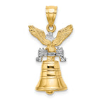 14k w/Rhodium 3D Moveable Liberty Bell w/Eagle Top Charm
