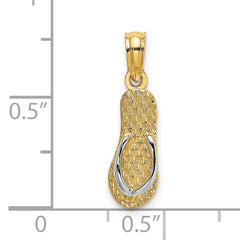 14k with White Rhodium 3D HAWAII Single Flip-Flop Charm