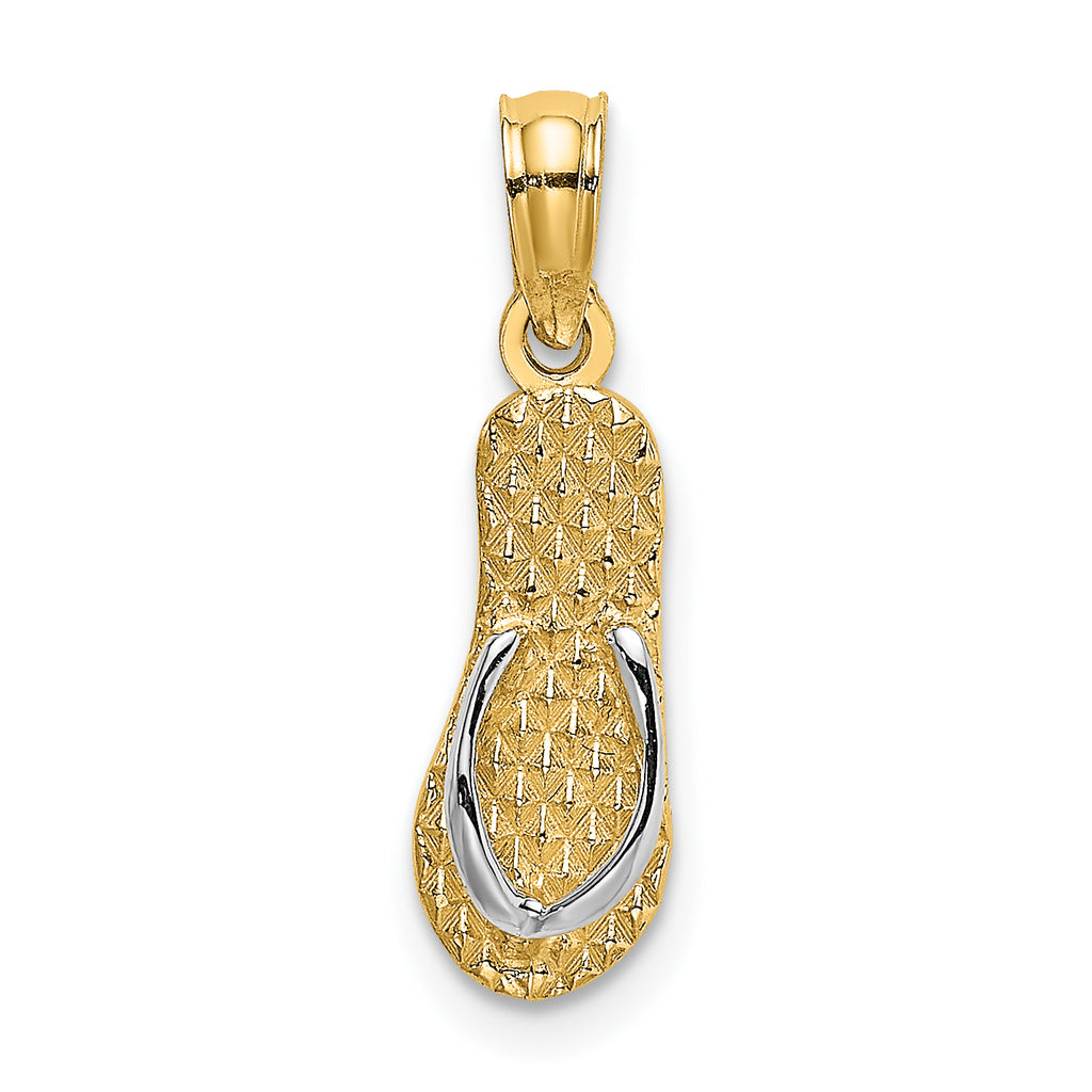 14k with White Rhodium 3D HAWAII Single Flip-Flop Charm