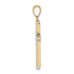 14K Two-tone Polished Cross Charm