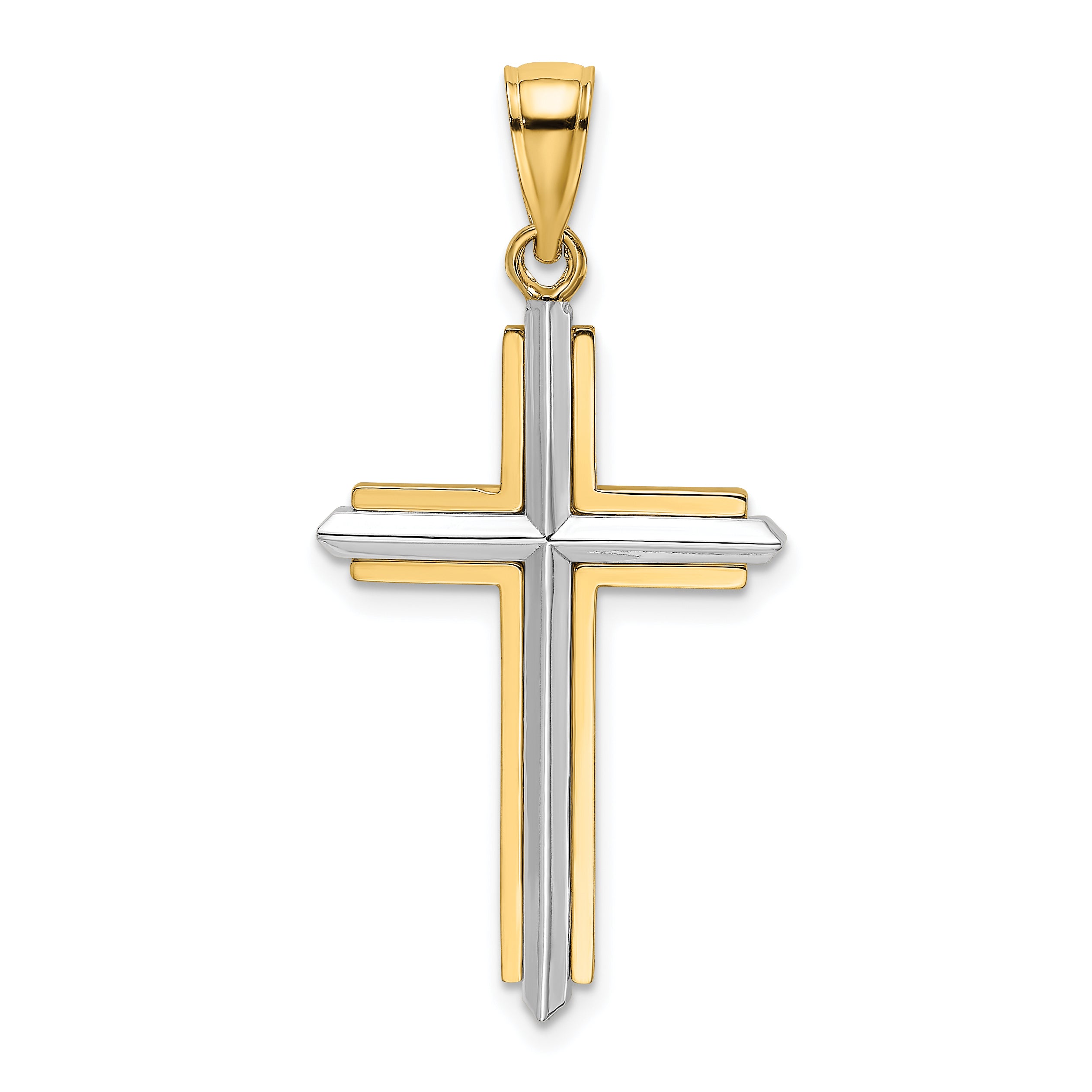 14K Two-tone Polished Cross Charm Main image