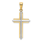 14K Two-tone Polished Cross Charm