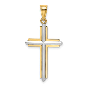 Cross Charm in 14K Two-Tone Gold, 33mm - Sophia Jewelers