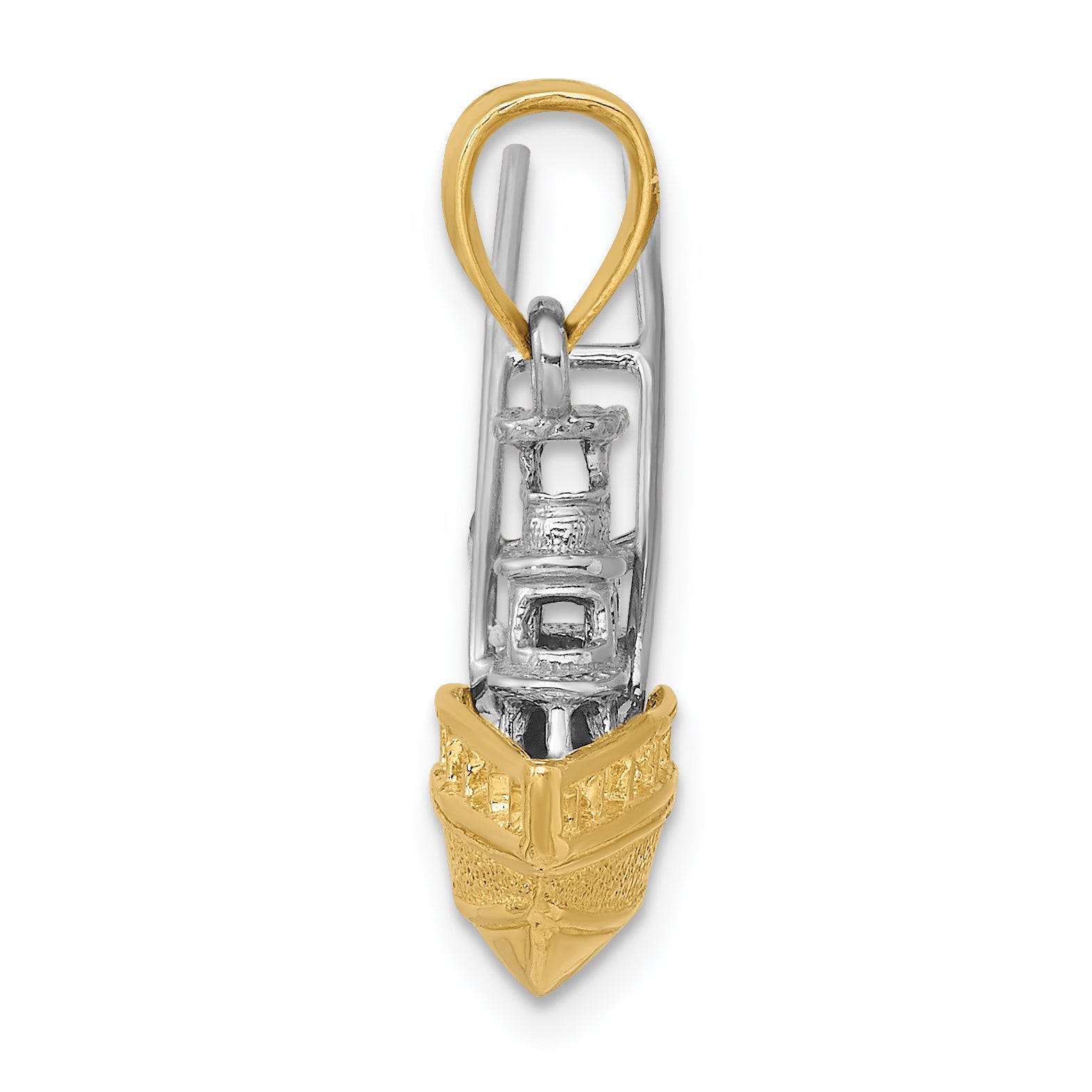 14k Two-tone Textured 3-D Offshore Sportfishing Boat Charm Secondary image