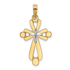 14K W/ Rhodium Polished Fancy Cross Charm