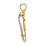 14k with White Rhodium Heart Diamond-cut LOVE Charm