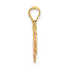14k Two-tone w/White Rhodium AMOR Heart w/Doves Charm
