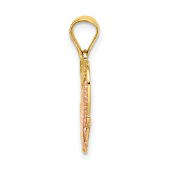 14k Two-tone w/White Rhodium AMOR Heart w/Doves Charm