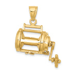 14K Moveable 3D Fishing Reel Charm