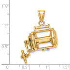 14K Moveable 3D Fishing Reel Charm
